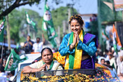 JHARKHAND, NOV 9 (UNI):- Jharkhand Chief Minister Hemant Soren's wife and JMM MLA Kalpana Murmu Soren campaign and election rally ahead of Ghatshila By Election in Ghatshila, Jharkhand on Sunday. UNI PHOTO- 100U JHARKHAND, NOV 9 (UNI):- Jharkhand Chief Minister Hemant Soren's wife and JMM MLA Kalpana Murmu Soren campaign and election rally ahead of Ghatshila By Election in Ghatshila, Jharkhand on Sunday. UNI PHOTO- 100U