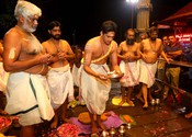 SABARIMALA (KERALA), JULY 18 (UNI) Padi Pooja, a ritualistic worship of the 18 steps at the Lord Ayyappa Swamy Temple, led by Chief Priest Brahmashri Kantararu Brahmadathan, is taking place in Sabarimala on Friday UNI PHOTO-101U SABARIMALA (KERALA), JULY 18 (UNI) Padi Pooja, a ritualistic worship of the 18 steps at the Lord Ayyappa Swamy Temple, led by Chief Priest Brahmashri Kantararu Brahmadathan, is taking place in Sabarimala on Friday UNI PHOTO-101U