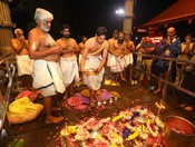 SABARIMALA (KERALA), JULY 18 (UNI) Padi Pooja, a ritualistic worship of the 18 steps at the Lord Ayyappa Swamy Temple, led by Chief Priest Brahmashri Kantararu Brahmadathan, is taking place in Sabarimala on Friday UNI PHOTO-102U SABARIMALA (KERALA), JULY 18 (UNI) Padi Pooja, a ritualistic worship of the 18 steps at the Lord Ayyappa Swamy Temple, led by Chief Priest Brahmashri Kantararu Brahmadathan, is taking place in Sabarimala on Friday UNI PHOTO-102U