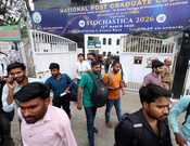 LUCKNOW,MARCH 14,(UNI):- Candidates coming out from the Examination centre after appearing in the Sub-Inspector (SI) recruitment written examination conducted by the Uttar Pradesh Police Recruitment and Promotion Board (UPPRPB) at National PG College Hazratganj in Lucknow on Saturday.  UNI PHOTO: Sumit Kumar - U 88
